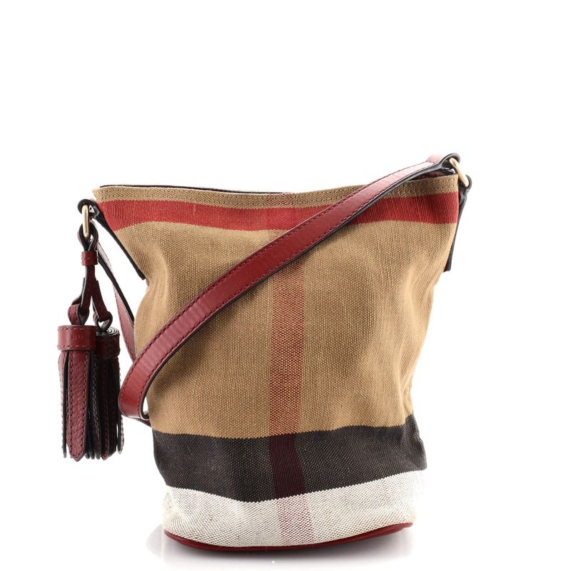 Burberry Ashby Bag House Check Canvas With Leather Mini Brown, Red
